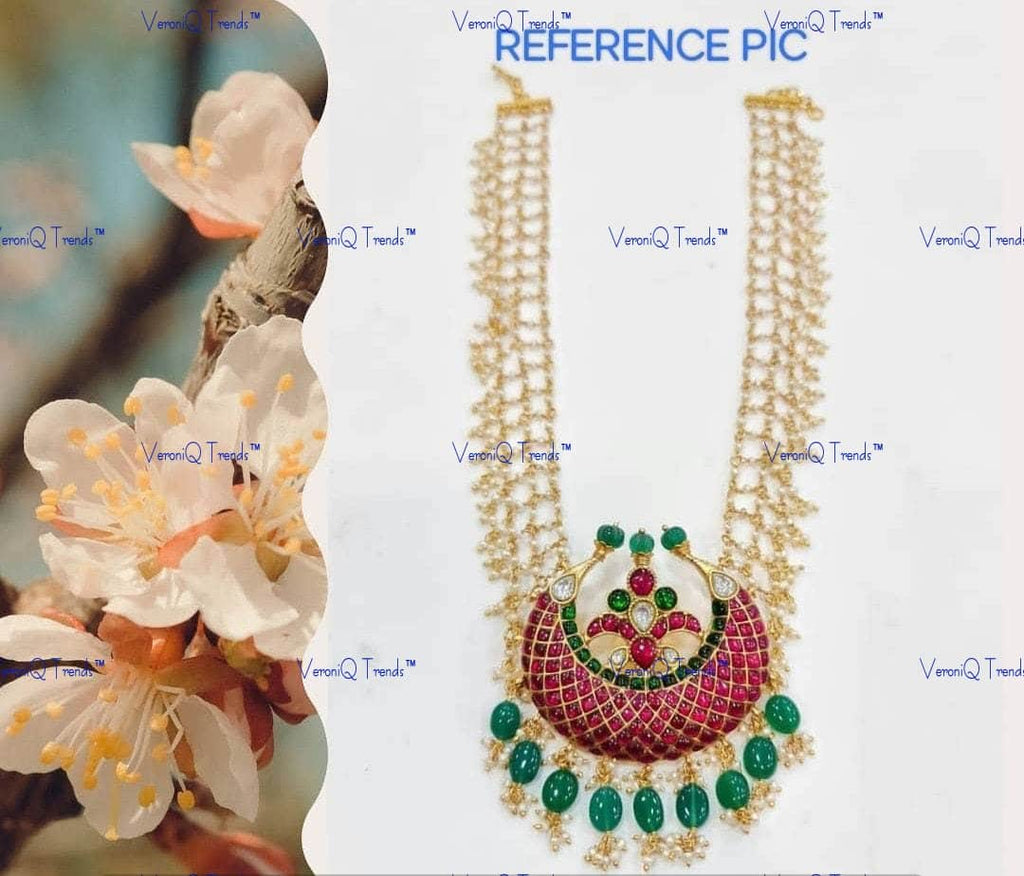 VeroniQ Trends-Designer South Indian Gold Plated Chand Pendant Pachi Kundan-Gold Plated-Wedding Jewellery-Punjabi Jewellery-South Indian-Thappa Jewellery