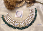 VeroniQ Trends-Traditional Gold Pated Heavy Kundan Jadau Choker Necklace With Green Beads Kundan-Gold Plated-Wedding Jewelry-Punjabi Jewelry-South Indian-Thappa Jewelry