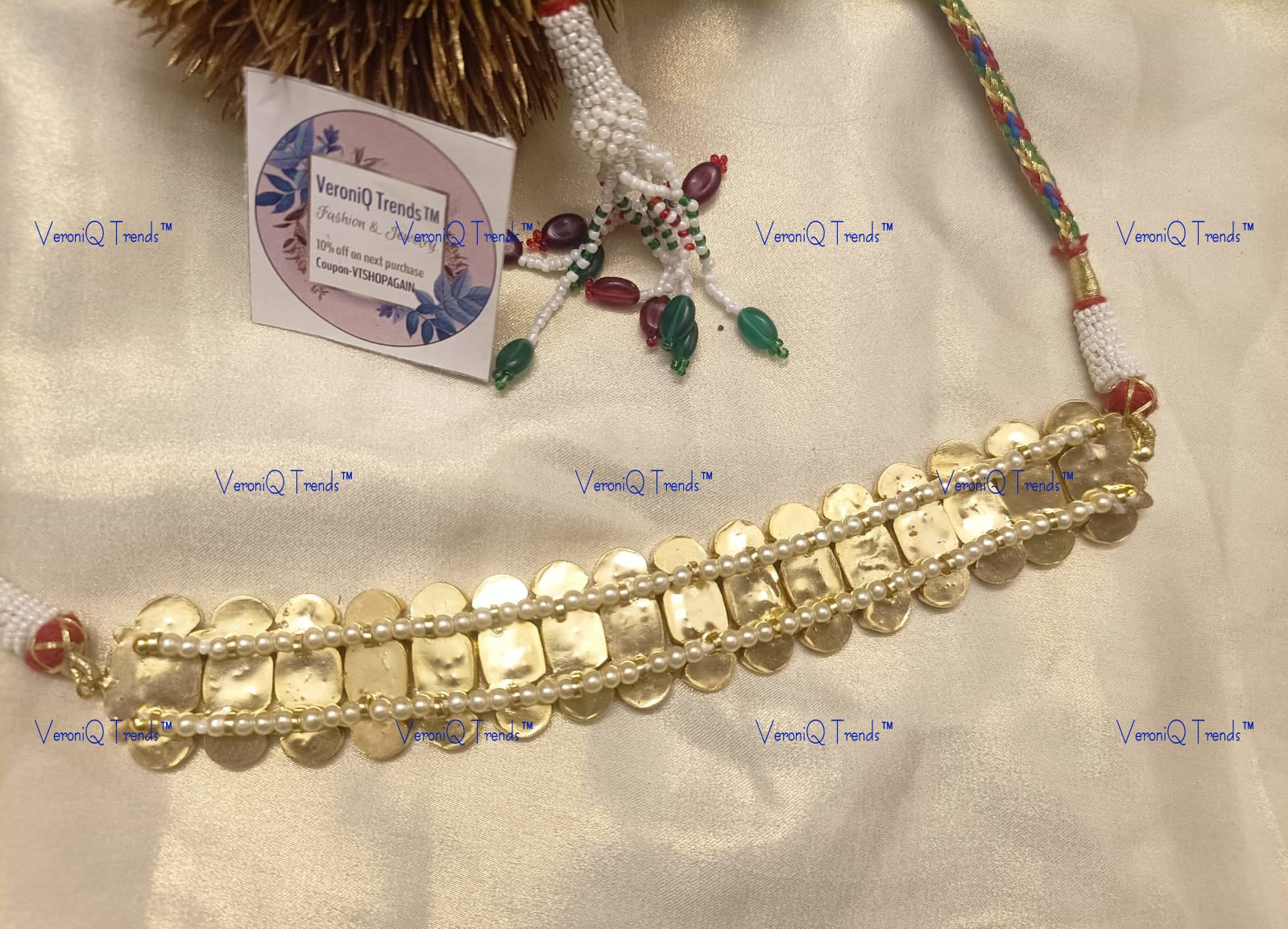 VeroniQ Trends-Diamond Look Kundan Jadau Pachi Kundan Choker Necklace Pachi Kundan-Gold Plated-Wedding Jewellery-Punjabi Jewellery-South Indian-Thappa Jewellery
