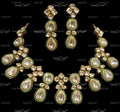 VeroniQ Trends-Elegant Gold Plated Green Meenakari Polki Necklace in Handmade Kundan Polki-Gold Plated-Wedding Jewellery-Punjabi Jewellery-South Indian-Thappa Jewellery