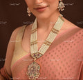 VeroniQ Trends-Beautiful Multistrand Pearl Beaded Gold Plated Kundan Jadau Long Necklace Kundan-Gold Plated-Wedding Jewellery-Punjabi Jewellery-South Indian-Thappa Jewellery