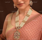 VeroniQ Trends-Beautiful Multistrand Pearl Beaded Gold Plated Kundan Jadau Long Necklace Kundan-Gold Plated-Wedding Jewelry-Punjabi Jewelry-South Indian-Thappa Jewelry