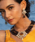 VeroniQ Trends-Victorian Multistrand Ruby Beads Polki Silver Choker Necklace 92.5 Silver Moissanite Diamond Polki-Gold Plated-Wedding Jewellery-Punjabi Jewellery-South Indian-Thappa Jewellery