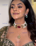 VeroniQ Trends-Traditional Multistrand Pearl Beaded And Bikaneri Kundan Choker Necklace Bikaneri Kundan-Gold Plated-Wedding Jewelry-Punjabi Jewelry-South Indian-Thappa Jewelry