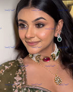 VeroniQ Trends-Traditional Multistrand Pearl Beaded And Bikaneri Kundan Choker Necklace Bikaneri Kundan-Gold Plated-Wedding Jewelry-Punjabi Jewelry-South Indian-Thappa Jewelry