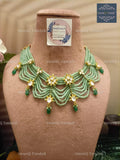 VeroniQ Trends-Mint Green Multistrand Kundan Choker Necklace Pachi Kundan-Gold Plated-Wedding Jewellery-Punjabi Jewellery-South Indian-Thappa Jewellery