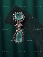 VeroniQ Trends-Victorian Emerald And Polki Silver Choker Necklace 92.5 Silver Moissanite Diamond Polki-Emerald Stone-Gold Plated-Wedding Jewelry-Punjabi Jewelry-South Indian-Thappa Jewelry