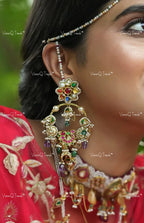 VeroniQ Trends-Beautiful Gold Plated Navratan Pachi Kundan Chandbali Earrings Pachi Kundan-Gold Plated-Wedding Jewelry-Punjabi Jewelry-South Indian-Thappa Jewelry