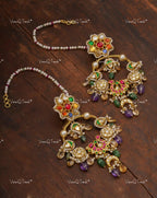 VeroniQ Trends-Beautiful Gold Plated Navratan Pachi Kundan Chandbali Earrings Pachi Kundan-Gold Plated-Wedding Jewelry-Punjabi Jewelry-South Indian-Thappa Jewelry