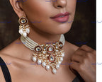 VeroniQ Trends-Traditional Gold Plated Multistrand Pearl And Pachi Kundan Choker Necklace Pachi Kundan-Gold Plated-Wedding Jewelry-Punjabi Jewelry-South Indian-Thappa Jewelry