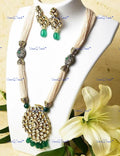 VeroniQ Trends-Beautiful Multistrand Gold Plated Pearl And Kundan Long Necklace Kundan-Gold Plated-Wedding Jewellery-Punjabi Jewellery-South Indian-Thappa Jewellery
