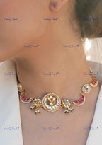 VeroniQ Trends-Moon Style Gold Plated Pachi Kundan Choker Necklace Pachi Kundan-Gold Plated-Wedding Jewelry-Punjabi Jewelry-South Indian-Thappa Jewelry