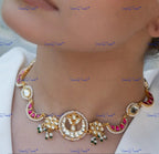 VeroniQ Trends-Moon Style Gold Plated Pachi Kundan Choker Necklace Pachi Kundan-Gold Plated-Wedding Jewelry-Punjabi Jewelry-South Indian-Thappa Jewelry