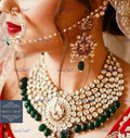 VeroniQ Trends-Elegant Bridal Gold Plated Red Meenakari Kundan Choker Necklace With Green Quartz Beads Kundan-Gold Plated-Wedding Jewellery-Punjabi Jewellery-South Indian-Thappa Jewellery