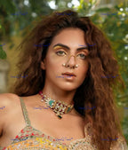 VeroniQ Trends-Elegant Gold Plated Pachi Kundan Choker Necklace Pachi Kundan-Gold Plated-Wedding Jewelry-Punjabi Jewelry-South Indian-Thappa Jewelry