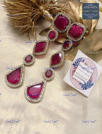 VeroniQ Trends-Party Look Long Doublet Stone And American Diamond Earrings American Diamond-Gold Plated-Wedding Jewelry-Punjabi Jewelry-South Indian-Thappa Jewelry