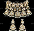 VeroniQ Trends-Bridal Gold Plated Polki Pachi Kundan Choker Necklace With Green Beads Polki Pachi Kundan-Gold Plated-Wedding Jewellery-Punjabi Jewellery-South Indian-Thappa Jewellery