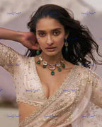 VeroniQ Trends-Single Line Gold Plated Kundan Choker Necklace With Green Qaurtz Beads Kundan-Gold Plated-Wedding Jewelry-Punjabi Jewelry-South Indian-Thappa Jewelry