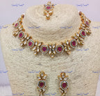 VeroniQ Trends-Multicolor Polki Choker Necklace Set Polki-Gold Plated-Wedding Jewelry-Punjabi Jewelry-South Indian-Thappa Jewelry