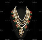 VeroniQ Trends-Elegant Multilayer Gold Plated Kundan Rani Haar Necklace With Quartz Beads Kundan-Gold Plated-Wedding Jewelry-Punjabi Jewelry-South Indian-Thappa Jewelry