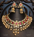 VeroniQ Trends-Traditional Ruby Pink Stone And Pachi Kundan Choker Necklace Pachi Kundan-Gold Plated-Wedding Jewellery-Punjabi Jewellery-South Indian-Thappa Jewellery