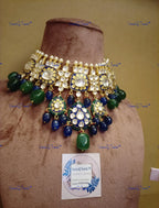 VeroniQ Trends-Beautiful Bridal Gold Plated Bollywood Style Pachi Kundan Choker Necklace With Meenakari Pachi Kundan-Gold Plated-Wedding Jewelry-Punjabi Jewelry-South Indian-Thappa Jewelry