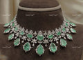 VeroniQ Trends-Cocktail Party Victorian Emerald And Polki Silver Choker Necklace Silver CZ-Emerald Stone-Gold Plated-Wedding Jewellery-Punjabi Jewellery-South Indian-Thappa Jewellery