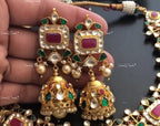 VeroniQ Trends-Traditional Ruby Pink Stone And Pachi Kundan Choker Necklace Pachi Kundan-Gold Plated-Wedding Jewelry-Punjabi Jewelry-South Indian-Thappa Jewelry