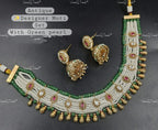 VeroniQ Trends-Antique Designer Polki Moti Set With Green Pearl Pachi Kundan Choker Necklace Pachi Kundan-Gold Plated-Wedding Jewelry-Punjabi Jewelry-South Indian-Thappa Jewelry