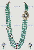 VeroniQ Trends-Traditional Bridal Gold Plated Multistrand Beaded Meenakari Kundan Long Necklace Kundan-Gold Plated-Wedding Jewelry-Punjabi Jewelry-South Indian-Thappa Jewelry