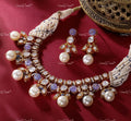 VeroniQ Trends-Multistrand Pearl Amethyst And Polki Silver Necklace 92.5 Silver Moissanite Diamond Polki-Gold Plated-Wedding Jewellery-Punjabi Jewellery-South Indian-Thappa Jewellery
