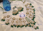 VeroniQ Trends-Traditional Gold Plated Multistarnd Pearl Beaded Kemp Stone Pachi Kundan Choker Necklace Pachi Kundan-Gold Plated-Wedding Jewelry-Punjabi Jewelry-South Indian-Thappa Jewelry