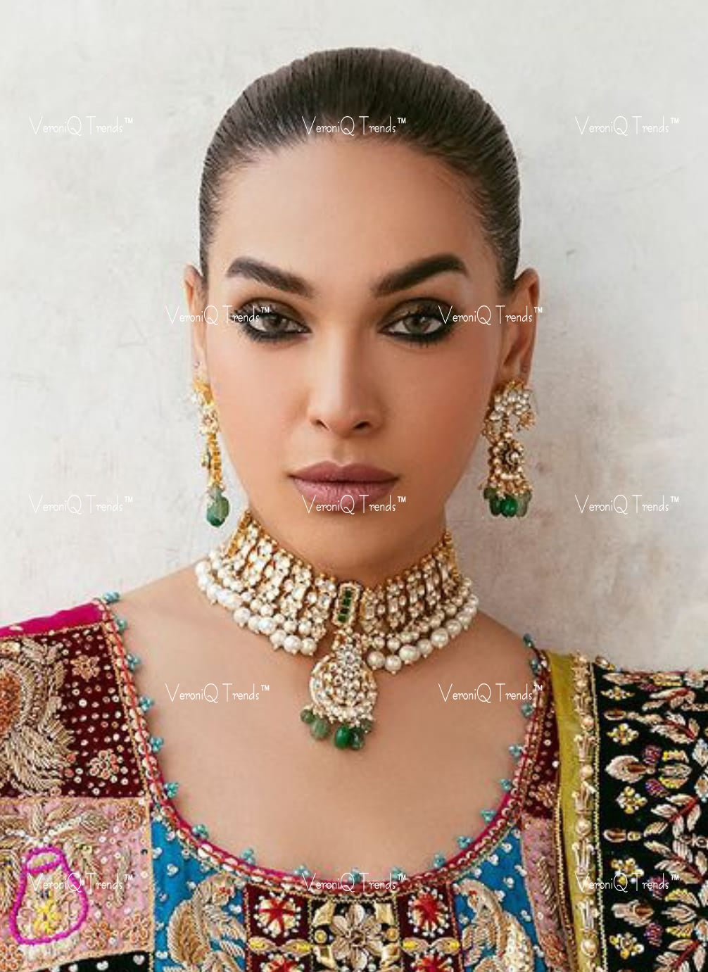 VeroniQ Trends-Elegant Gold Plated Pachi Kundan Pearl Choker Necklace Pachi Kundan-Gold Plated-Wedding Jewellery-Punjabi Jewellery-South Indian-Thappa Jewellery