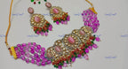 VeroniQ Trends-Beautiful Victorian Party Wear Fluorite Beads Kundan Choker Necklace Kundan-Gold Plated-Wedding Jewelry-Punjabi Jewelry-South Indian-Thappa Jewelry