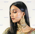 VeroniQ Trends-Elegant Gold Plated Pearl Pachi Kundan Choker Necklace With Chandbali Earrings Pachi Kundan-Gold Plated-Wedding Jewellery-Punjabi Jewellery-South Indian-Thappa Jewellery