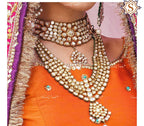 VeroniQ Trends-Punjabi Bridal Gold Plated Red Carved Kundan Choker And Long Necklace With Earrings And Maang Tika Kundan-Gold Plated-Wedding Jewelry-Punjabi Jewelry-South Indian-Thappa Jewelry