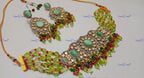 VeroniQ Trends-Beautiful Victorian Party Wear Fluorite Beads Kundan Choker Necklace Kundan-Gold Plated-Wedding Jewelry-Punjabi Jewelry-South Indian-Thappa Jewelry