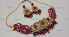 VeroniQ Trends-Beautiful Victorian Party Wear Fluorite Beads Kundan Choker Necklace Kundan-Gold Plated-Wedding Jewelry-Punjabi Jewelry-South Indian-Thappa Jewelry