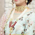 VeroniQ Trends-Beautiful Bridal Gold Plated Multistrand Heavy Kundan And Meenakari Choker And Long Necklace Kundan-Gold Plated-Wedding Jewellery-Punjabi Jewellery-South Indian-Thappa Jewellery