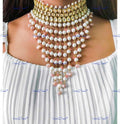 VeroniQ Trends-Beautiful Layed Gold Plated Pearl Kundan Choker Necklace Kundan-Gold Plated-Wedding Jewellery-Punjabi Jewellery-South Indian-Thappa Jewellery