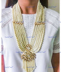 VeroniQ Trends-Beautiful layered Gold Plated Pearl Kundan Long Necklace Kundan-Gold Plated-Wedding Jewellery-Punjabi Jewellery-South Indian-Thappa Jewellery