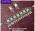 VeroniQ Trends-Beautiful Gold Plated Kundan And Meenakari Choker Necklace With Pearl Drop Kundan-Gold Plated-Wedding Jewellery-Punjabi Jewellery-South Indian-Thappa Jewellery