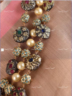 VeroniQ Trends-Traditional Jaipuri Mala Style Gold Plated Kemp Stone Beads Pachi Kundan Long Necklace Pachi Kundan-Gold Plated-Wedding Jewelry-Punjabi Jewelry-South Indian-Thappa Jewelry