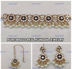 VeroniQ Trends-Beautiful Gold Plated Polki Choker Necklace With Beads Polki-Gold Plated-Wedding Jewelry-Punjabi Jewelry-South Indian-Thappa Jewelry