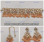 VeroniQ Trends-Beautiful Gold Plated Polki Choker Necklace With Beads Polki-Gold Plated-Wedding Jewelry-Punjabi Jewelry-South Indian-Thappa Jewelry