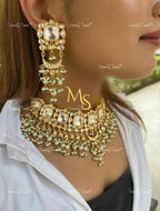 VeroniQ Trends-Traditional Bridal Gold Plated Pachi Kundan Choker Necklace Pachi Kundan-Gold Plated-Wedding Jewelry-Punjabi Jewelry-South Indian-Thappa Jewelry
