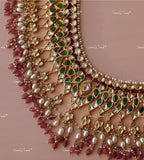 VeroniQ Trends-Traditional Bridal Kemp Stone Pachi Kundan Necklace Kundan-Gold Plated-Wedding Jewelry-Punjabi Jewelry-South Indian-Thappa Jewelry