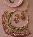 VeroniQ Trends-Traditional Bridal Kemp Stone Pachi Kundan Necklace Kundan-Gold Plated-Wedding Jewelry-Punjabi Jewelry-South Indian-Thappa Jewelry