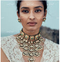 VeroniQ Trends-Bikaneri Style Bridal Gold Plated Pachi Kundan Choker Necklace With Chandbali Drops Pachi Kundan-Gold Plated-Wedding Jewellery-Punjabi Jewellery-South Indian-Thappa Jewellery
