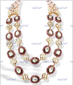 VeroniQ Trends-Jaipuri Mala Style Multistrand Pearl Gold Plated Kemp Stone Pachi Kundan Polki Long Necklace Kundan-Gold Plated-Wedding Jewelry-Punjabi Jewelry-South Indian-Thappa Jewelry